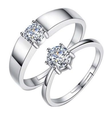 طقم خاتم مطلي بالفضة الإسترلينية 925 فضي / شفاف